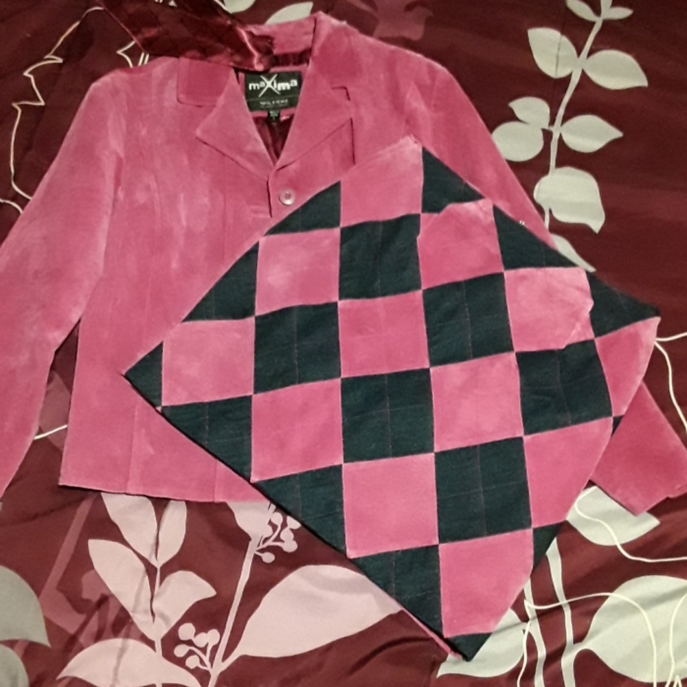 Suede leather  suit (jacket  & skirt )